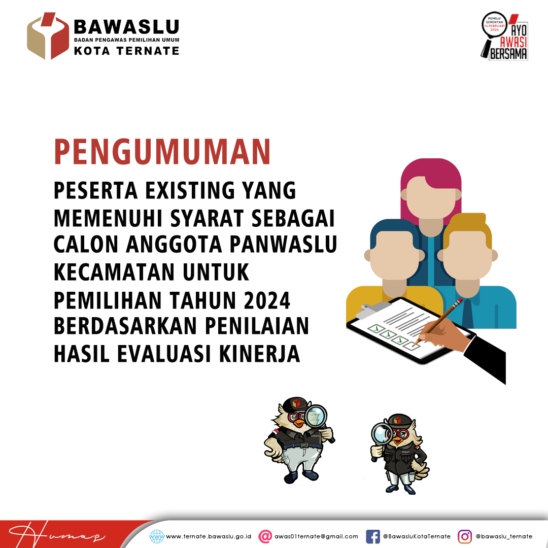 Pengumuman Peserta Existing Yang Memenuhi Syarat Calon Panwaslu Kecamatan