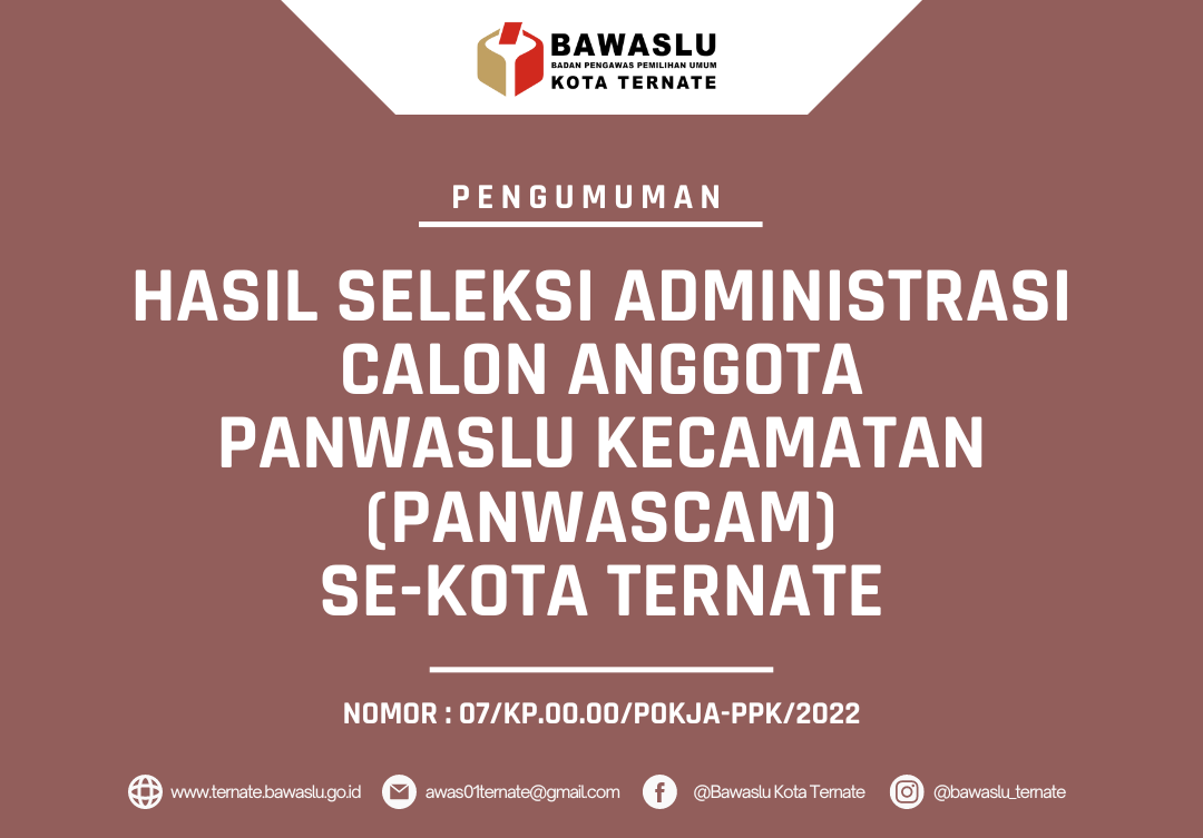 PENGUMUMAN NAMA-NAMA CALON TERPILIH ANGGOTA PANWASLU KECAMATAN DALAM PEMILIHAN TAHUN 2024