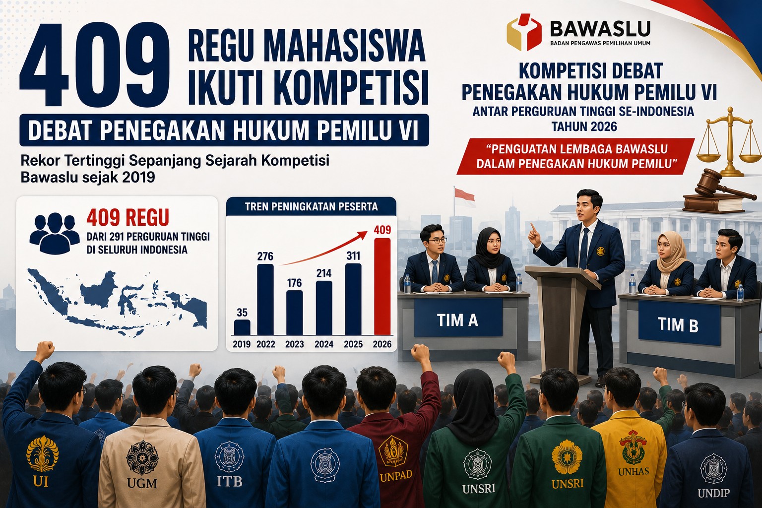 Ilustrasi Kompetisi Debat Penegakan Hukum Pemilu VI