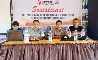 Cegah Gangguan Pemilu 2024, Panwascam Moti Gelar Sosialisasi Anti Politik Uang, Sara, dan Hoax