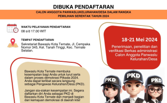 PENGUMUMAN PENDAFTARAN CALON PKD SE-KOTA TERNATE UNTUK PILKADA TAHUN 2024